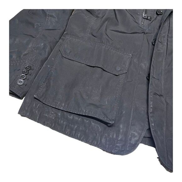 Express Jacket Mens M Black Blazer Military Utility Lined Button Up Pockets - Picture 3 of 7
